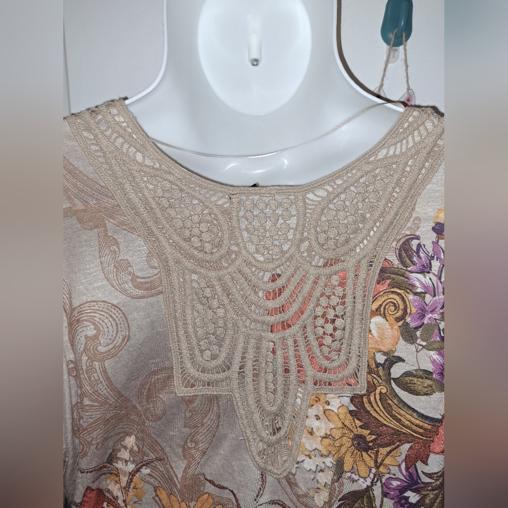 Style&Co Batwing Sleeve Knit Floral Top Sz XL - Picture 8 of 10